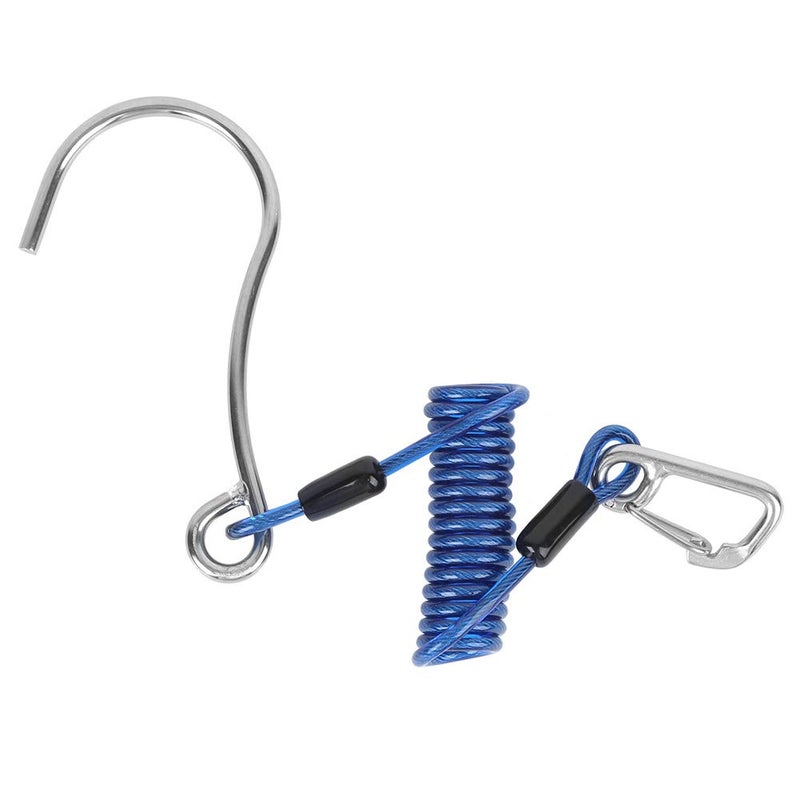 Keenso Diving Stainless Steel Single Hook, Spring Anti-Lost Reef Hook with Spiral Coil Lanyard(Blue) - Image 1